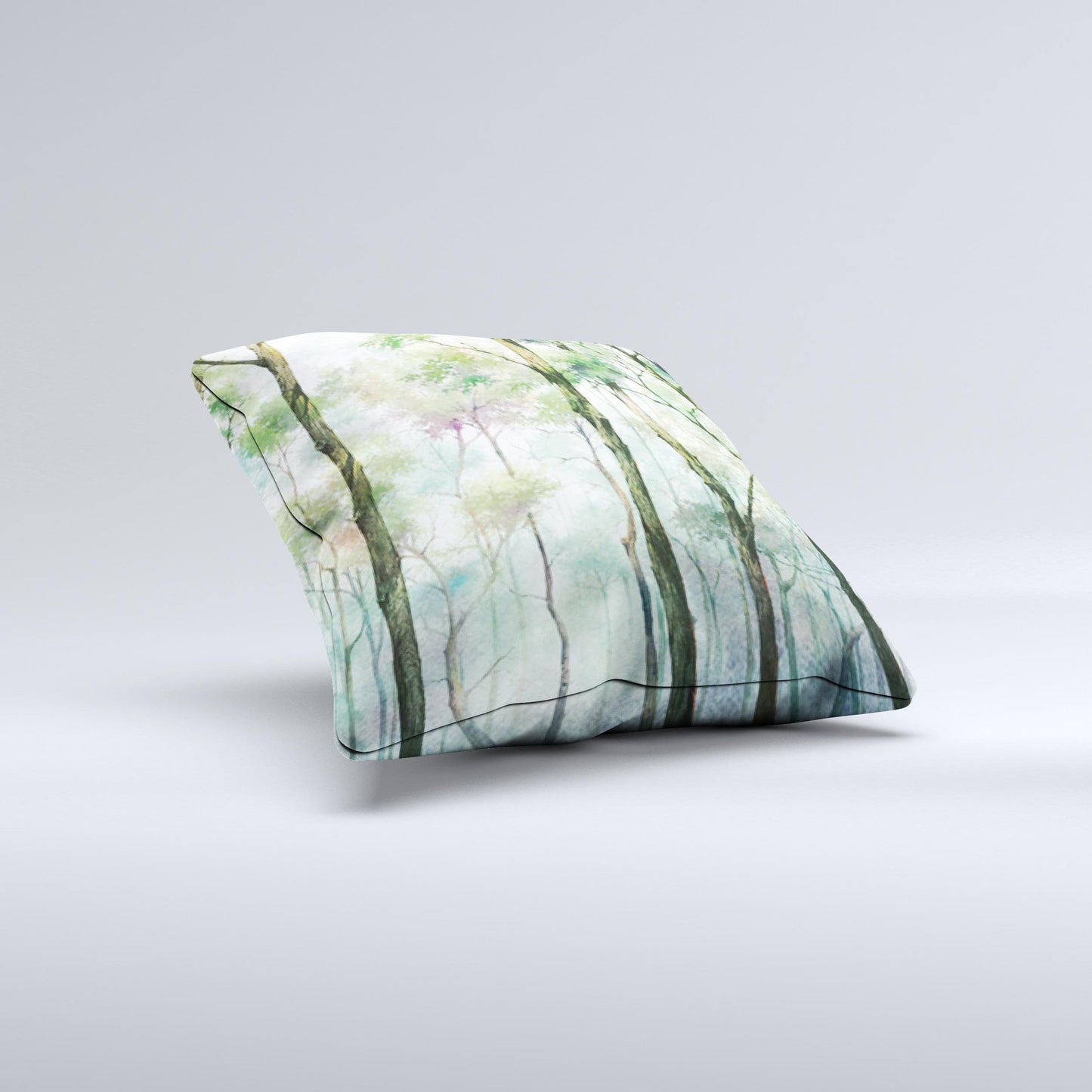 Watercolor Glowing Sky Forrest Ink-Fuzed Decorative Throw Pillow