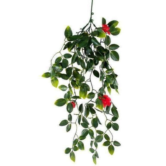 UV Resistant Hanging Artificial Red Flowering Mixed Foliage 60cm